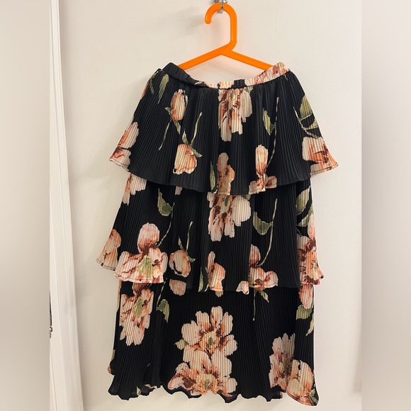 Black floral ankle-length skirt - Picture 1 of 1